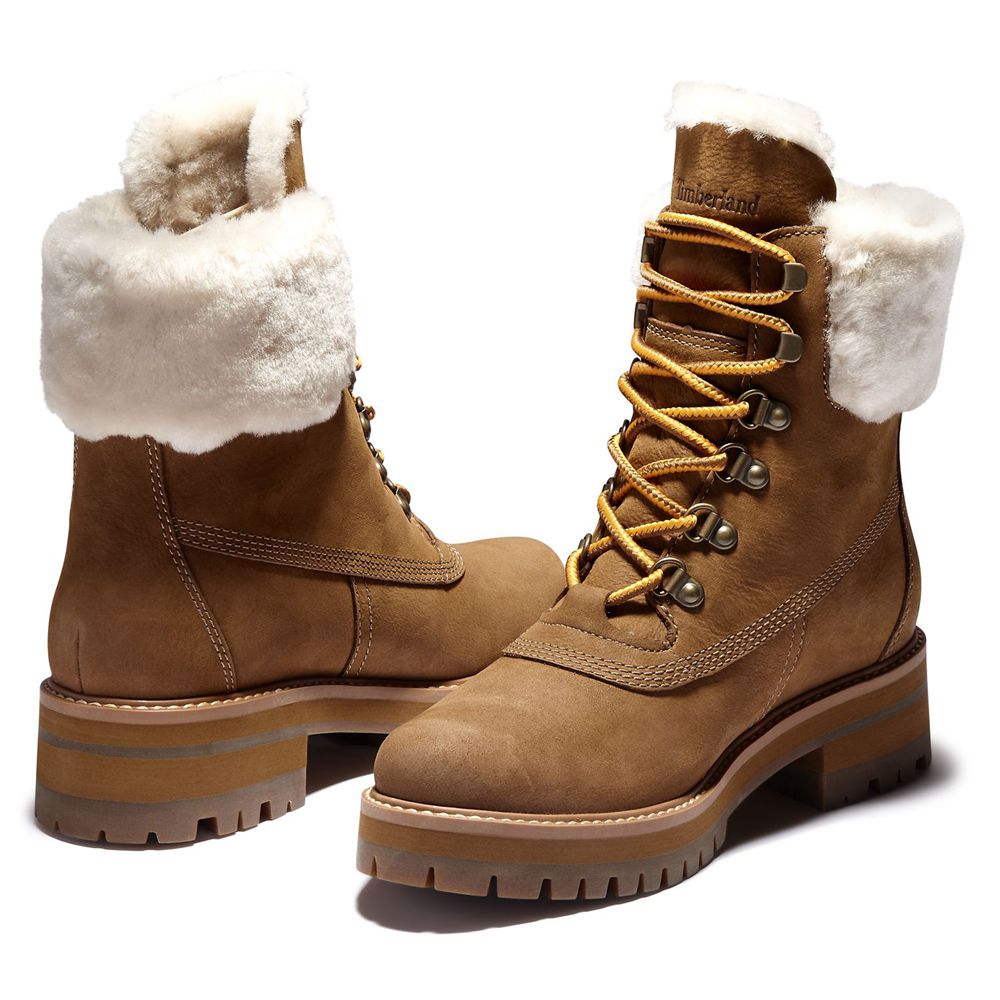 Timberland 6-Inch Μποτακια Γυναικεια Καφε - Courmayer Valley Waterproof Shearling - Greece 2857903-M